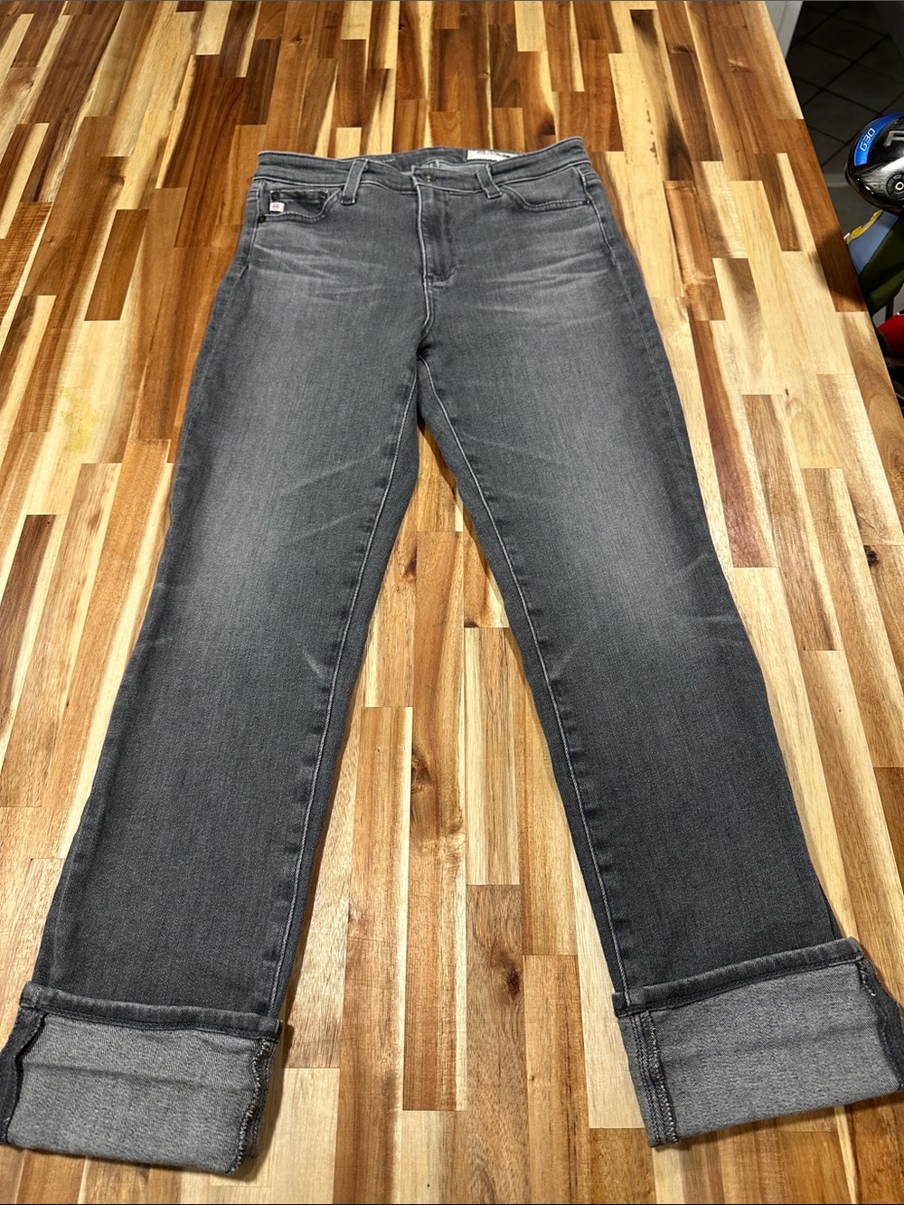 Ag Adriano Goldschmied Women's Mari High-Rise Slim Straight Charcoal Jeans 611